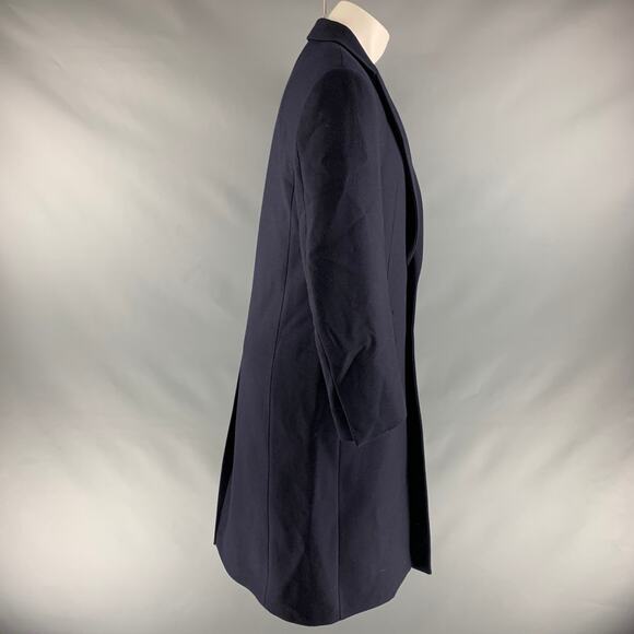 SYSTEM Size 38 Navy Solid Wool Blend Notch Lapel Coat - Picture 2 of 6